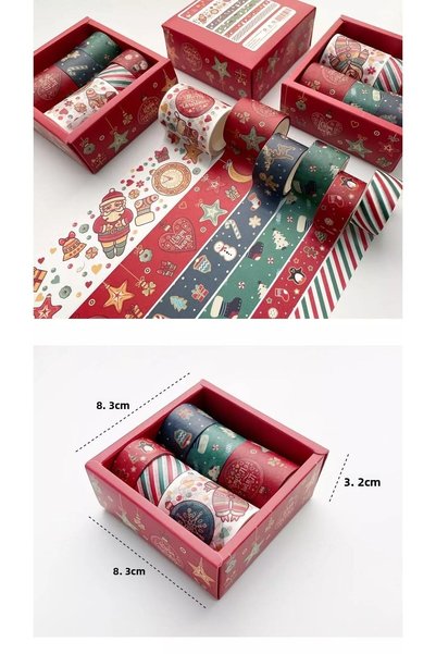 Generic Brand New Year Themed Decorative Paper Tape (6 Pieces - 4Cm*1Pcs /3Cm*1Pcs /2Cm*2Pcs /1.5Cm*2Pcs)