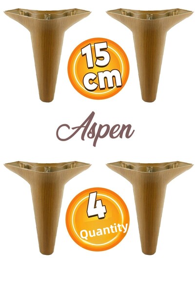 Badem10 Mobilier de lux Aspen Canapea Fotoliu Unitate TV Picior de bază Picioare 15 cm Picior din nuc închis (4 buc.)