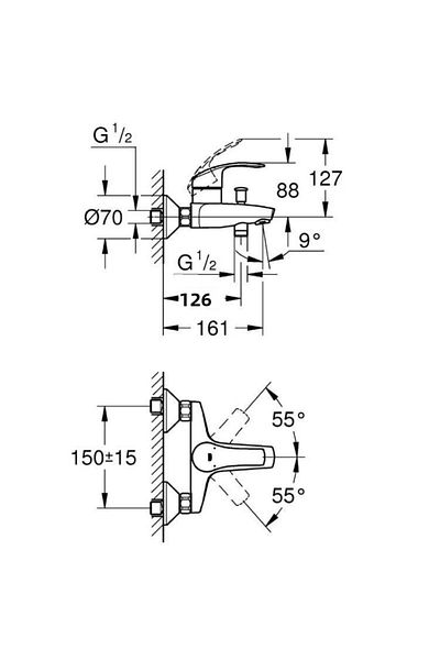 Grohe صنبور الحمام Eurosmart ذو التحكم الفردي -33300002