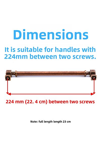 Badem10 Talas Antique Copper Metal 224 mm Antique Furniture Kitchen Drawer Cabinet Handle Handle Handle 22.4 cm