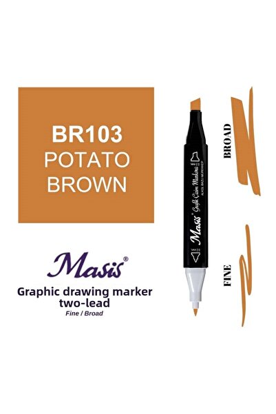 Masis 103 Model Potato Brown Color Double Tip Graphic Pen