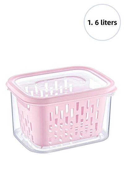Buffer ® Storage Container with Strainer 1.6 Lt Plastic Storage Container Storage Box Transparent Plastic Box Food Box