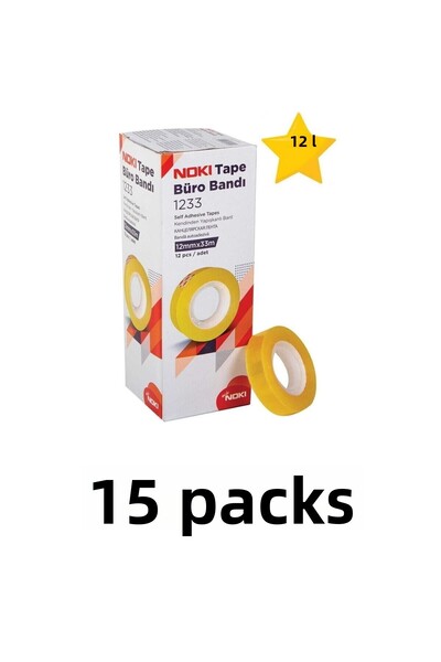 Noki 15 pachete (180 buc) 12 mm x 33 m bandă transparentă pentru bani