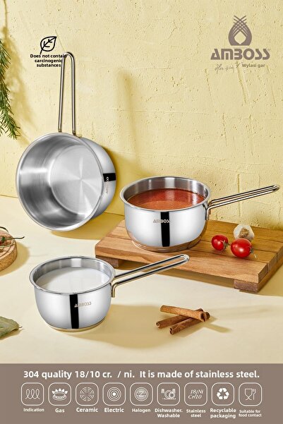 Amboss 3 Pieces Cool Induction Compatible Stainless Steel Milk Bowl Sauce Bowl
