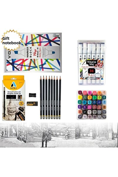 Art Tone Marker Double-ended 36 Piece Pen Set with Plastic Bag + Pen Set + No...