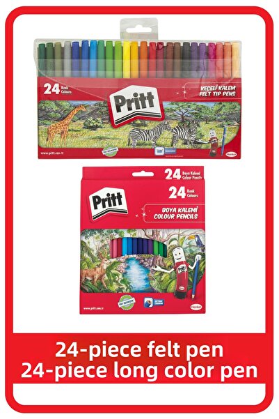 Pritt مجموعة من 24 قلم طلاء جاف طويل - لباد