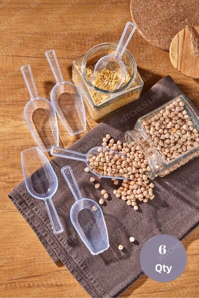 Kitchen Line 6 ملاعق توابل - ملعقة توابل مربى السكر شفافة كبيرة الحجم