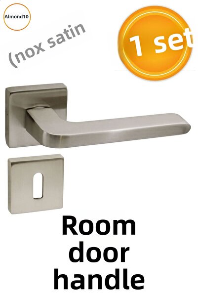 Badem10 Paris (1 SET) Mâner de ușă de cameră cu insignă pătrată, potrivit pentru dreapta și stânga, satinat