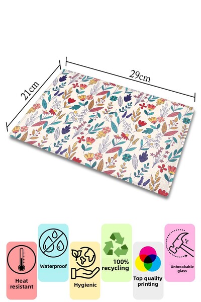 Postifull Cutting Board, Thick and Unbreakable Glass, Colorful Botanical Flower Printed - 21*30cm, Chopping Board