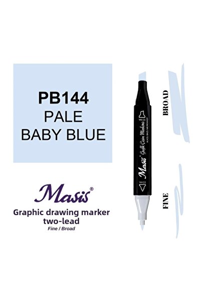 Masis قلم تحديد مزدوج الأطراف 144 أزرق فاتح للأطفال