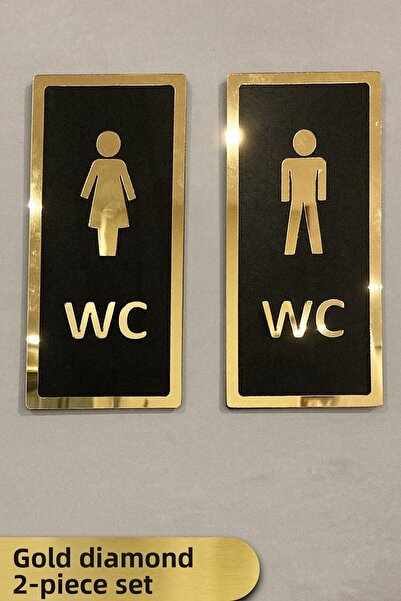 Dekokonsept Wc Men and Women Set Directional Sign Gold Diamond Series
