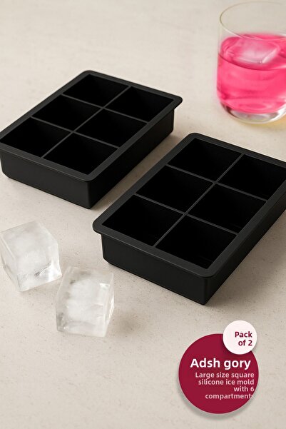 Anadolu Saray 2 Pieces Practical 6-Piece Silicone Square Ice Mold | 6 Pieces Silicone Square Ice Mold | Presentation Ice