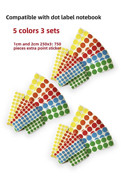 piapolya 5 ألوان 3 مجموعة ملصقات نقطة إضافية| مادة النشاط| 5 ألوان| 750 قطعة