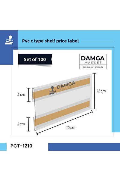 DamgaMarket حامل ملصقات أرفف من النوع C PVC لاصق 12 سم × 10 سم - عبوة من 100 ...