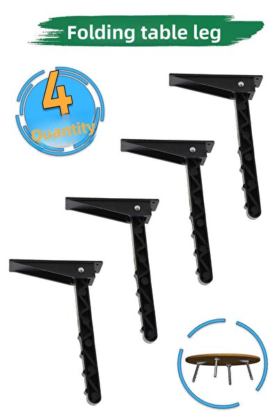 Badem10 Picior pliabil din plastic negru - Picior pentru veselă de podea de 20 cm (4 buc.)