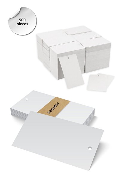 Copyder Etichete din carton perforat alb, etichete pentru articole 500 buc