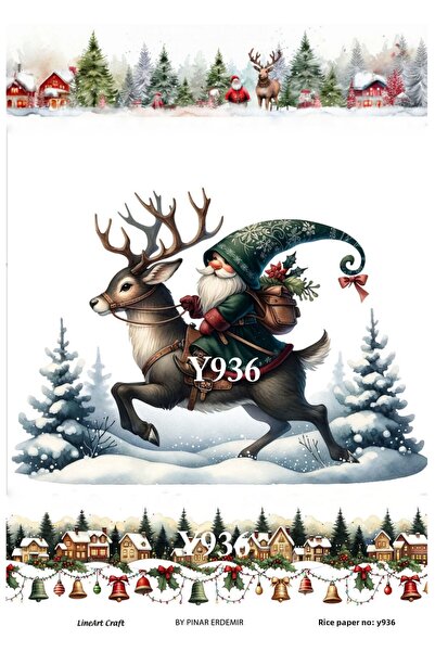 LİNEART Y936 سلسلة رأس السنة الجديدة القزم الملتحي، المدينة، الغزلان 29*42 سم...