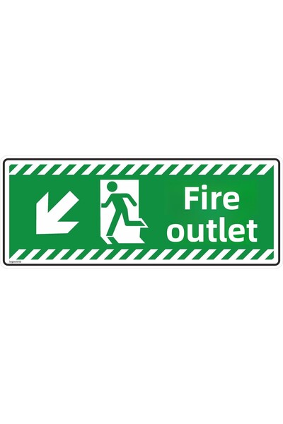 isgtabelam 30X12 Cm/ 5 Pieces Phosphorescent Composite/Fire Exit Left down Arrow