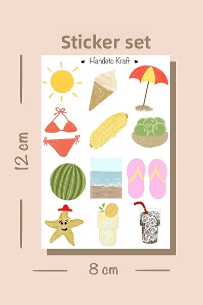 Handeto Kraft Σετ καλοκαιρινών αυτοκόλλητων 8x12 εκ., Αυτοκόλλητο, Αυτοκόλλητ...
