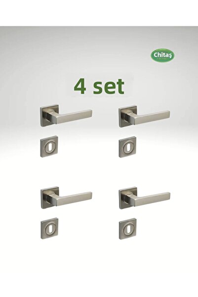 ÇİTAŞ 4 seturi de mânere pătrate pentru uși de cameră model Inox