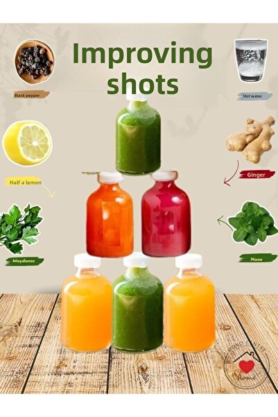 Milea 12 Pieces Ginger Shot Detox Bottle - Multi-Purpose 50ml with Leak-Proof Plastic Lid