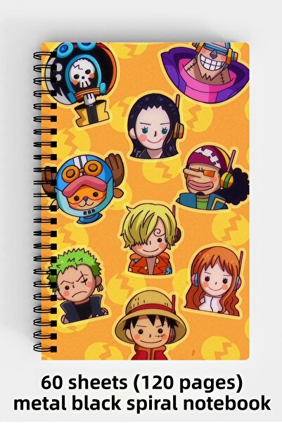 Anime Marketi دفتر ملاحظات ذو غلاف صلب مقاس A5 بتصميم قطعة واحدة 120 ورقة