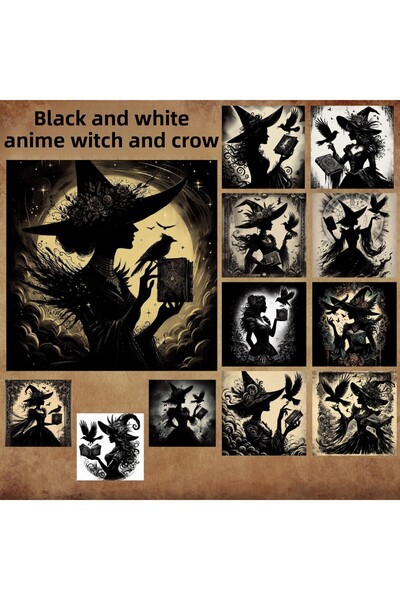 Pink Swan Craft مجموعة ملصقات لاصقة بتصميم الرسوم المتحركة الساحرة والغراب - ...