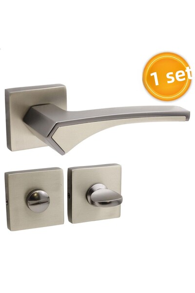 Badem10 Merve Square Rosette Mâner de ușă pentru baie-WC - Potrivit pentru stânga și dreapta, Antracit Satin