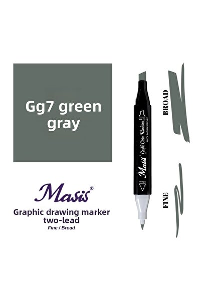 Masis قلم تحديد مزدوج الأطراف GG7 أخضر رمادي