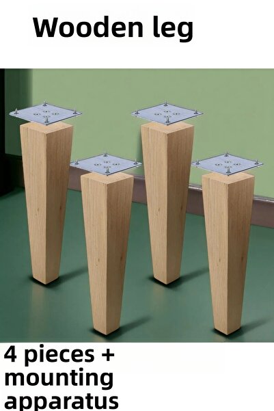 NUBLADO Picioare din lemn 4 bucăți 25 cm pătrați, inclusiv atașament pentru mobilier, canapea, masă de cafea, picioare pentru picioare.