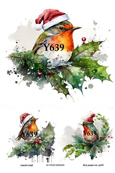 LİNEART New Year's Series - 29X42Cm Brass Decopage Paper, No:Y639