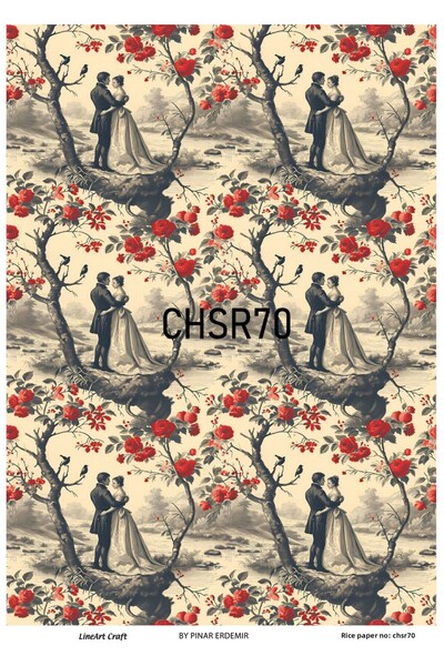 LİNEART Chino Blue and White Butterfly Pattern - 29X42Cm Brass Decopage Paper...