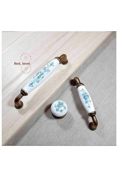 Red Level Ruby 128 mm - Antique Yellow Porcelain Handle, Modern Cabinet Drawer and Furniture Kitchen Handle 147