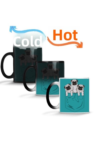 Baskı Dükkanı كوب الكوب السحري من البورسلين على شكل كلب في الجيب