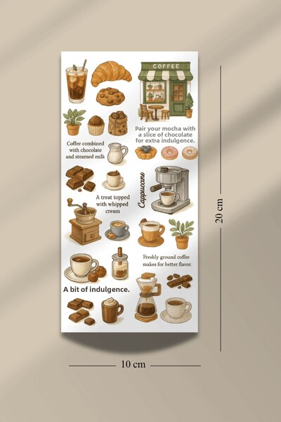 Hume Craft Coffee Themed Sticker Set of 6 for Bullet Journal and Agenda