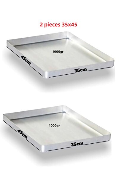 qpazar 2 Pieces Aluminum Cornered Baklava & Pastry Tray 35x45cm 1000 grams