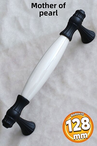 Badem10 Λαβή ντουλαπιού από πραγματικό μαργαριτάρι, μαύρη 128 χιλιοστά, λαβές...