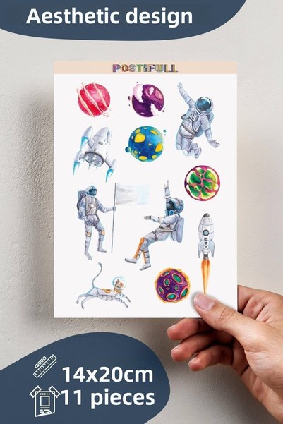 Postifull Space Themed Sticker Set - 11 Piece Sticker Set - Phone, Tablet, Notebook Laptop Compatible Sticker