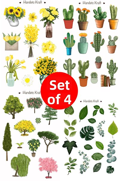Handeto Kraft Set de autocolante cu tematică de plante și flori, 4 autocolant...