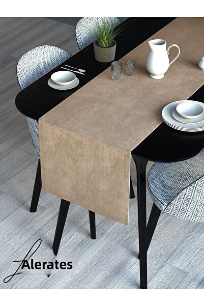 Lalezar Beach Beige Aura Series Runner cu efect de catifea 40 X 140