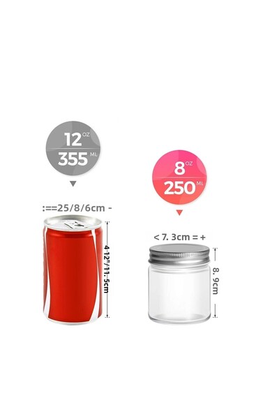 Generic Set of 12 Mason Jars with Airtight Metal Regular Lids(8oz/250ml) Sealed Clear Glass Canning Jars