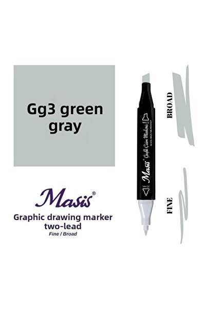 Masis قلم تحديد مزدوج الأطراف GG3 أخضر رمادي