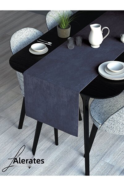 Lalezar عداء سلسلة هالة باللون الأزرق الداكن مع تأثير مخملي 40 × 140