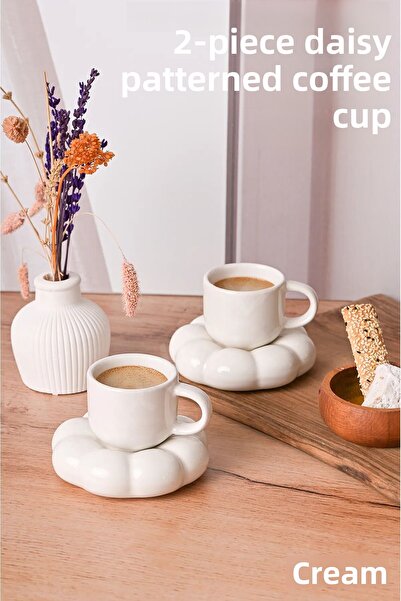ARVALE 4 Piece Cloud Model Coffee Cup for 2 People |   Turkish Coffee Cup 90 ml