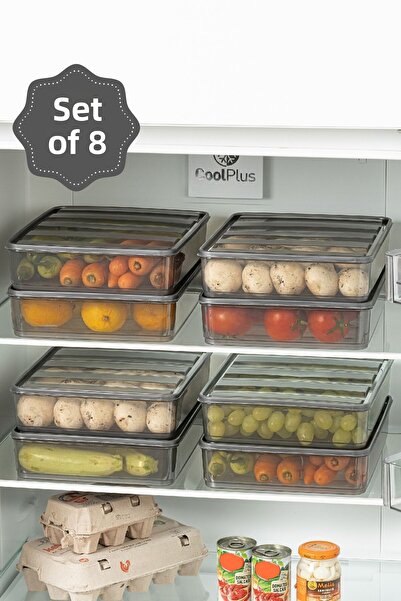 Vienev 8 Pieces 3.5 Liter Bella Refrigerator Organizer Storage Container