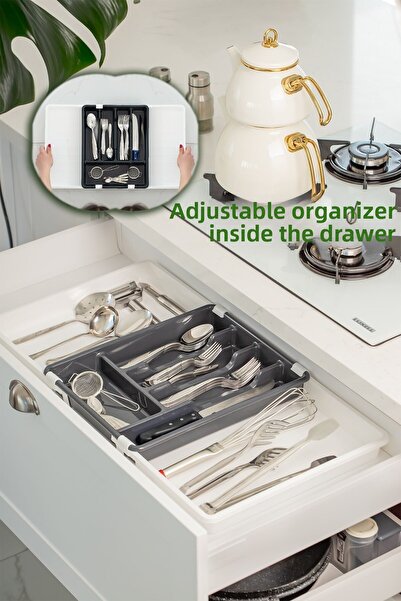 Porsima مغرفة قابلة للتمديد مزدوجة الجوانب - مجموعة درج وملعقة عملية قابلة للتعديل