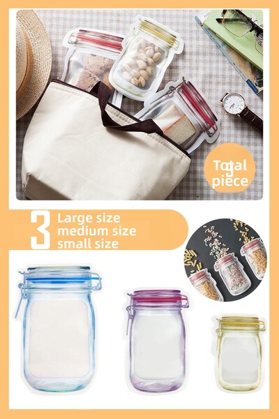 Trendpoint Jar Look Storage Bag Sets Refrigerator Storage Container with Lockable Snap Fasteners