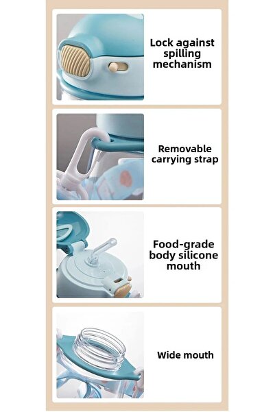 ALPA STORE شوتاي 600 مل - زجاجة مياه مع شفاطة، تعليق، قفل، أذن أرنب