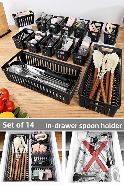 Meleni Home Σετ αρθρωτών μαχαιροπήρουνων 14 τεμαχίων - Οργανωτής συρταριού πο...