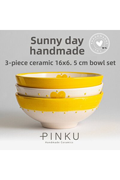 PINKU Ceramics طقم أوعية سيراميك صناي داي مصنوع يدويًا مقاس 16 × 6.5 سم مكون ...